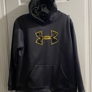 Under Armour Charcoal Hoodie with Vibrant Yellow Emblem